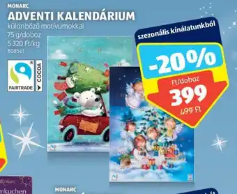 ALDI MONARC ADVENTI KALENDÁRIUM 75 g ajánlat