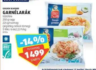 ALDI GOLDEN SEAFOOD GARNÉLARÁK 250 / 225 g ajánlat