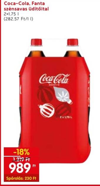 Spar Coca-Cola, Fanta szénsavas üdítőital 2 x 1,75 l ajánlat