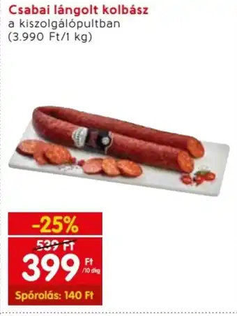 Spar Csabai lángolt kolbász 10 dkg ajánlat