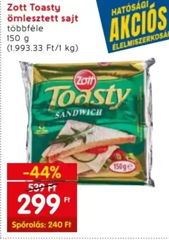 Spar Zott Toasty ömlesztett sajt 150 g ajánlat