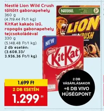 Spar Nestlé Lion Wild Crush töltött gabonapehely stb. 360 / 330 g ajánlat