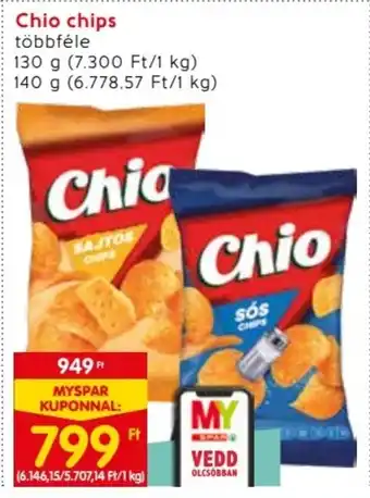 Spar Chio chips 130 / 140 g ajánlat