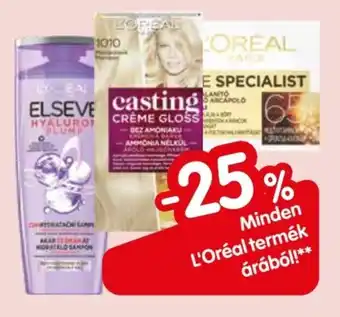 Minden L'Oréal termék árából!