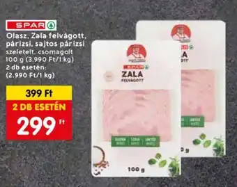 Spar SPAR Olasz, Zala felvágott, párizsi, sajtos párizsi 100 g ajánlat
