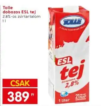 Spar Tolle dobozos ESL tej 1 l ajánlat