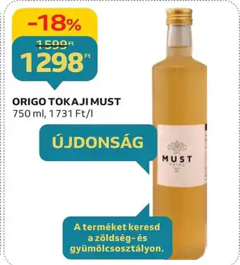 Auchan ORIGO TOKAJI MUST 750 ml ajánlat