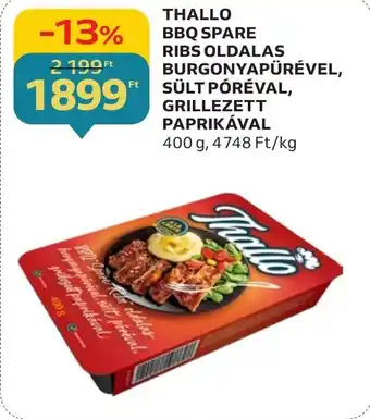 Auchan THALLO BBQ SPARE RIBS OLDALAS BURGONYAPÜRÉVEL SÜLT PÓRÉVAL, GRILLEZETT PAPRIKÁVAL 400 g ajánlat