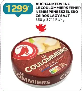 Auchan AUCHAN KEDVENC LE COULOMMIERS FEHÉR NEMESPENÉSSZEL ÉRŐ ZSÍROS LÁGY SAJT 350 g ajánlat