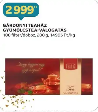 Auchan GÁRDONYI TEAHÁZ GYÜMÖLCSTEA VÁLOGATÁS 200 g ajánlat
