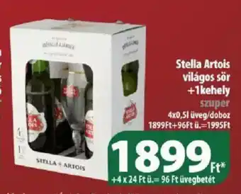 Coop Stella Artois világos sör 1 kehely 4x0,5l ajánlat