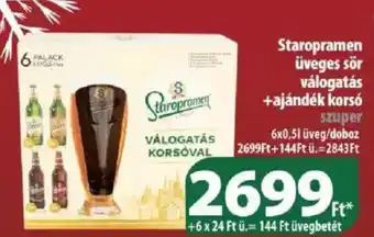 Staropramen üveges sör válogatás ajándék korsó 6x0,5l