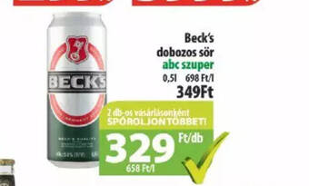 Coop Beck's dobozos sör 0,5l ajánlat