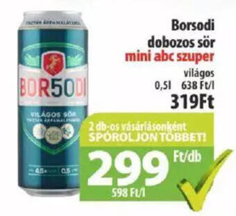 Coop Borsodi dobozos sör 0,5l ajánlat