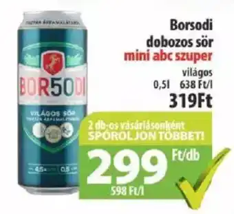 Coop Borsodi dobozos sör 0,5l ajánlat