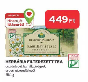 CBA HERBÁRIA FILTEREZETT TEA 25x1g ajánlat