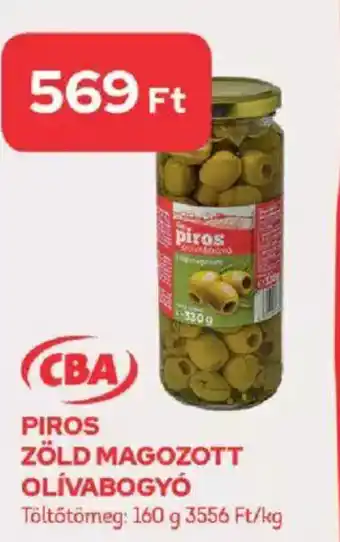 CBA CBA PIROS ZÖLD MAGOZOTT OLÍVABOGYÓ 160 g ajánlat
