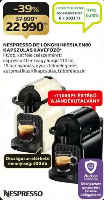 NESPRESSO DE'LONGHI INISSIA KAPSZULÁS KÁVÉFŐZŐ 1 db
