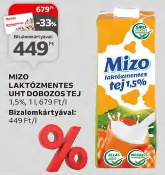 Auchan MIZO LAKTÓZMENTES UHT DOBOZOS TEJ 1 l ajánlat