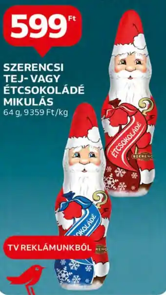 Auchan SZERENCSI TEJ- VAGY ÉTCSOKOLÁDÉ MIKULÁS 64 g ajánlat