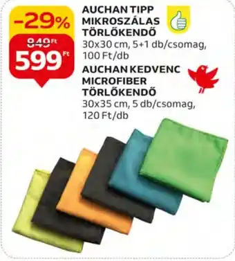 Auchan AUCHAN TIPP MIKROSZÁLAS TÖRLŐKENDŐ stb.5 + 1 db / 5 db ajánlat