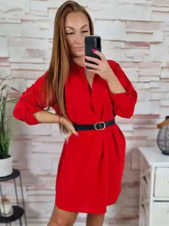 A vonalú, roll-up ujjú, öves ruha m-l-xl