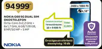 Auchan NOKIA G60 5G DUAL SIM OKOSTELEFON ajánlat