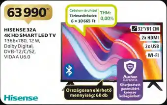 Auchan HISENSE 32A 4K HD SMART LED TV ajánlat