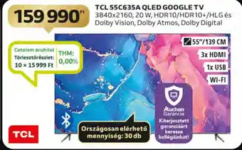 Auchan TCL 55C635A QLED GOOGLE TV ajánlat