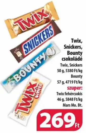 Coop Twix Snickers Bounty csokoládé 50g ajánlat