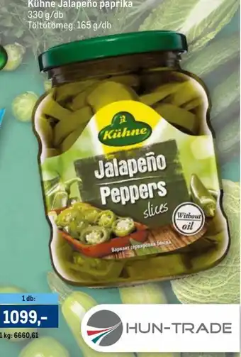 Metro Kühne Jalapeño paprika 330 g ajánlat