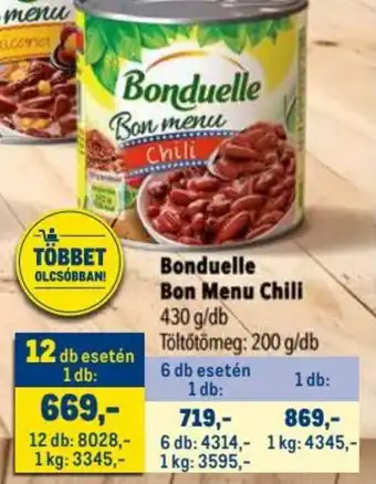 Metro Bonduelle Bon menu Chilli 430g ajánlat