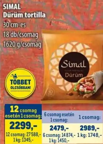 Metro SIMAL Dürüm tortilla ajánlat