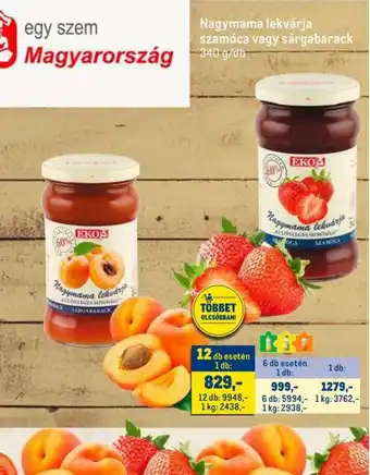 Nagymama lekvárja szamóca vagy sárgabarack 340g
