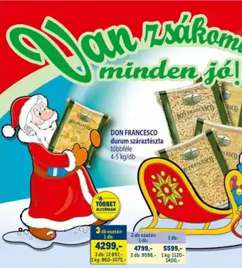 Metro DON FRANCESCO durum száraztészta 5kg ajánlat