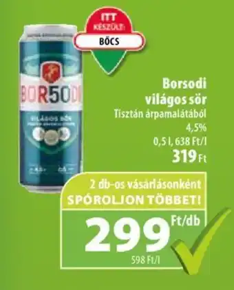 Coop Borsodi világos sör 0,5l ajánlat