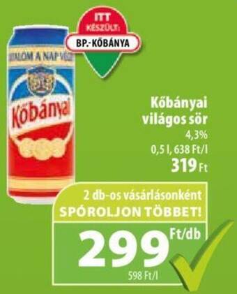 Coop Kőbányai világos sör 0,5l ajánlat