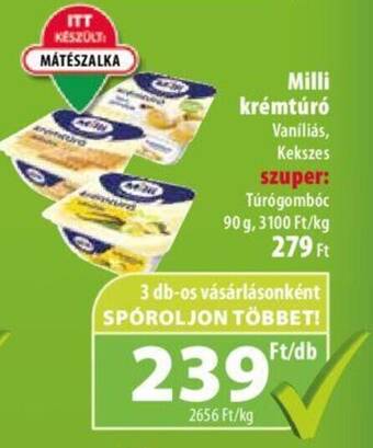 Coop Milli krémtúró 90g ajánlat