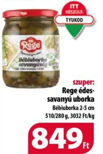 Coop Rege édes savanyú uborka 510g ajánlat