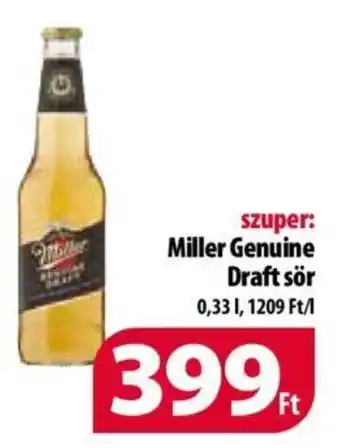 Coop Miller Genuine Draft sör 0,33l ajánlat