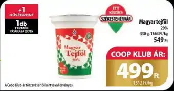 Coop Magyar tejföl 330g ajánlat