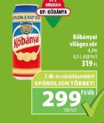 Coop Kőbányai világos sör 0,5l ajánlat