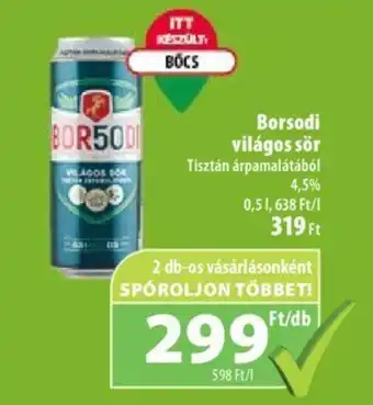 Coop Borsodi világos sör 0,5l ajánlat