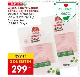 Spar Olasz, Zala felvágott, párizsi, sajtos párizsi 100 g ajánlat