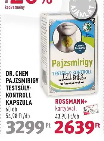 Rossmann DR. CHEN PAJZSMIRIGY TESTSÚLY-KONTROLL KAPSZULA 60 db ajánlat