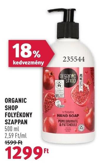 Rossmann ORGANIC SHOP FOLYÉKONY SZAPPAN 500 ml ajánlat