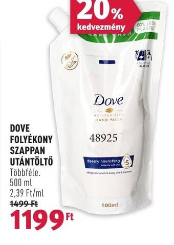 Rossmann DOVE FOLYÉKONY SZAPPAN UTÁNTÖLTŐ 500 ml ajánlat