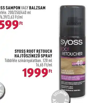 Rossmann SYOSS ROOT RETOUCH HAJTÖSZÍNEZŐ SPRAY 120 ml ajánlat