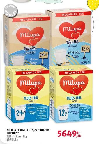Rossmann MILUPA TEJES ITAL 12, 24 HÓNAPOS KORTÓL 1 kg ajánlat