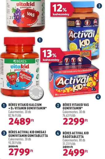 Rossmann BÉRES ACTIVAL KID OMEGA3 GUMIVITAMIN GUMITABLETTA Cukormentes. 30 db ajánlat
